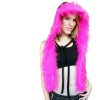 Trixy Xchange Neon Pink Fur Hat Black Hooded Scarf Scoodie