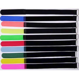 100 x 30 cm x 20 mm Resealable Velcro Cable Ties Multicoloured with Metal Eyelet - Cable Velcro Tape 300 mm Reusable
