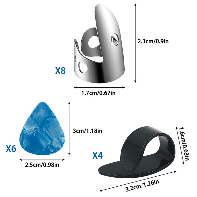 DLAND 18 Adjustable Finger Picks,Including Stainless Steel Finger Picks, 4
