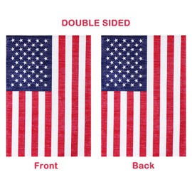 SYII American Garden Flag 12x18 Inch, Double Sided USA US Yard Flags for Lawn Patio Independence Day Decor, Silver Silk Fabric Outdoor 4th of July Patriotic Banner