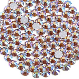beadsland 1440 diamantes de imitación de cristal con parte trasera plana, gemas redondas, topacio Lt.Colorado AB, SS20, 0.181-0.189 in