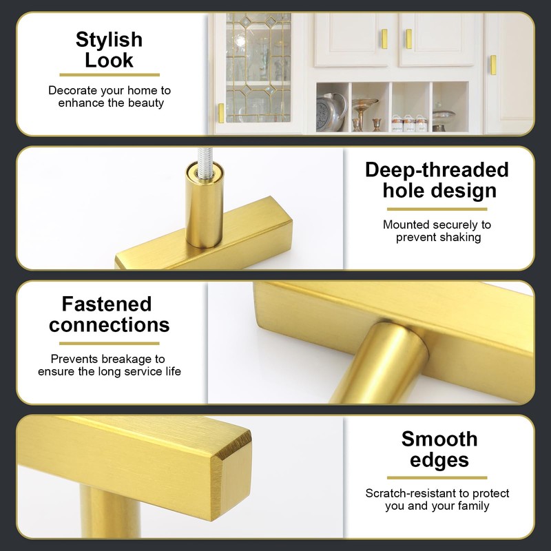 AEEKEL 30 Pack Brushed Brass Cabinet Knobs Single Hole Drawer