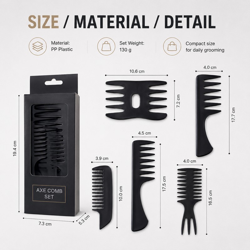 5-Piece Hair Styling Comb Set for Men & Women –