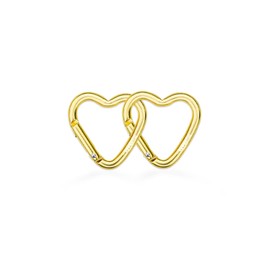 [MUNKEES] Heart Shape Carabiner, Key Chain, Aluminum Alloy, Backpack, Bottle Buckle, 2pcs (S, Gold)