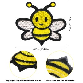 10 Bee Embroidered Patches - Iron-on & Sew-on Bee Shaped Appliques for Bags, Jackets, Jeans, Hats & Clothes