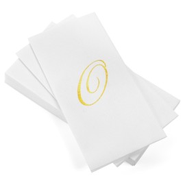 AH AMERICAN HOMESTEAD Disposable Hand Towels for Bathroom - Guest Bathroom Essentials -Bathroom Paper Towels for Guests - Monogrammed Disposable Napkins - Wedding Napkins in Paper Towel Tray (Gold, O)