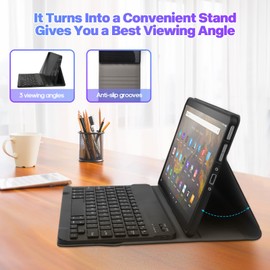 FunYaung Keyboard for Fire Max 11 Tablet 11" (13th Generation, 2023 Release), Slim Cover with Detachable Wireless Keyboard & Carrying Bag for All-New Fire Max 11, Black