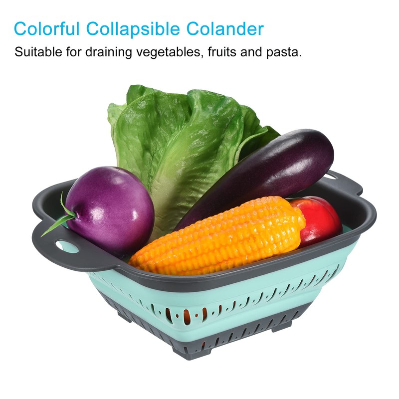 sourcing map Collapsible Colander Set 2pcs, 3-Quart Square Collapsible Strainers