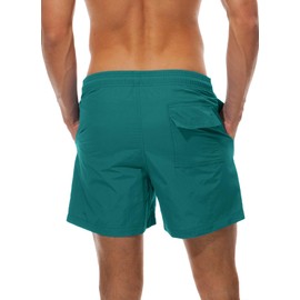 donhobo Swimming Shorts for Men, Quick-Drying Swimming Trunks, Boys' Beach Shorts, Board Shorts, Beach Shorts, Leisure Sports Shorts, dark green, S