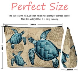 XFN Sea Turtle Gifts for Women, Sea Turtle Stuff Makeup Bag, Sea Animals Cosmetic Bag Fruit Travel Pouch, Turtle Gifts for Women Girls Daughter Sisters Friends Friendship Graduation Birthday Gifts