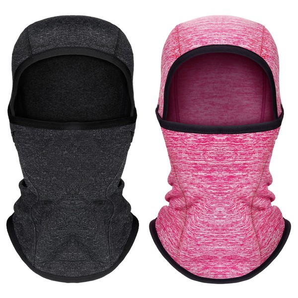 Kids Balaclava Face Mask Winter Ski Hat Face Covering Windproof Face Warmer for Cold Weather Black, Pink