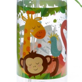 Puckator Zooniverse - Kids Drinks Bottle With Straw - Reusable Water Bottle For Girls And Boys With An Attached Long Strap - Bpa Free - For School Nursery - Cute Jungle Animals Design - Pp 450ml