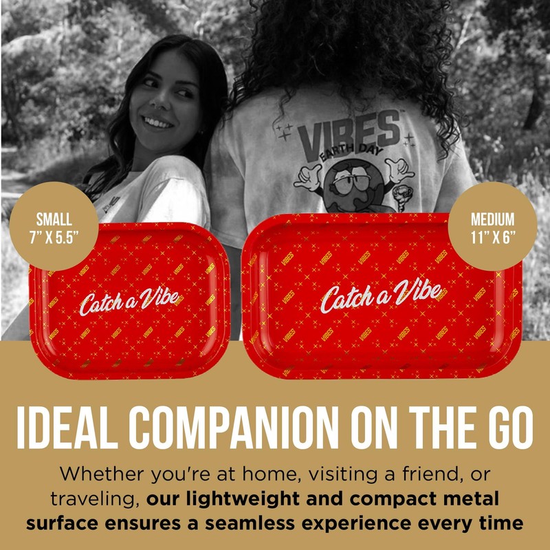 Vibes - Bandeja de metal de alta calidad, compacta, portátil