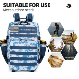 Lovelinks21 45L Tactical Assault Backpack 3 day assault pack with Molle Waterproof backpack Rucksack for Tactical Backpacks (Blue coral)