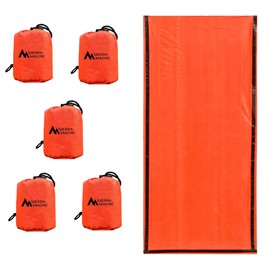 Sierra Madre Emergency Sleeping Bag – Ultralight, Waterproof Mylar Thermal Bivy Sack Tent for Hiking, Bug-Out Bags, Survival Kits – Emergency Survival Space Blanket for Heat Retention 5 Pack