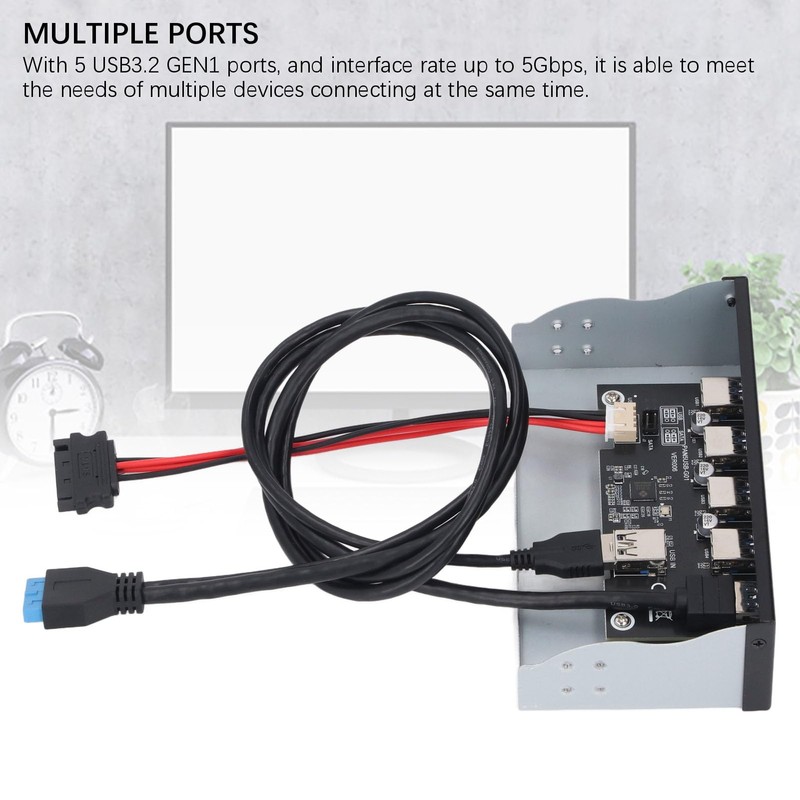 5.25 Inch Front Panel Hub, 5 Ports USB 3.2 GEN1