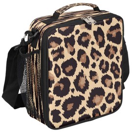 Pardick Leopard Lunch Box for Kids,Students Leopard Animal Skin Print Lunch Bag Tote with Adjustable Shoulder Strap,Insulated Thermal Girls Boys Lunchbox Cooler Bag for School Picnic Travel Outdoor