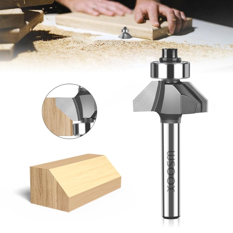 WSOOX 45 Degree Chamfer Router Bit set with 1/4 Inch