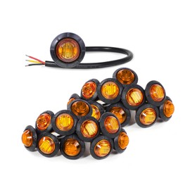 MADCATZ (Pack of 20) 3/4 Inch Small Round Amber 3 LED Trailer Turn Signal Side Marker Lights Waterproof Trailer Bus Van RV Truck 12V DC 3Led-HL