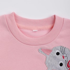 NUBEEHOHO Girls Cat Sweatshirt Toddler Girl Crewneck Pullover Sweater Casual Long Sleeve Tops Shirts Kids Winter Clothes 3T(302-Cat)