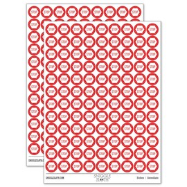 Stop Sign 200+ Round Stickers - Gloss Finish - 0.50" Size - Red