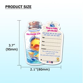 Cruising Rubber Duck Tags, 50 Set Duck Tags for Cruising, Cruise Duck Ducking Games Card, Yellow DCUK & Drift Bottle Shape Design, with Round Hole and Rubber Bands-CONQUACKULATIONS