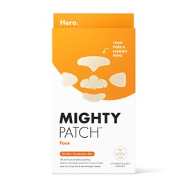 Mighty Patch Hero Cosmetics Face Patch - XL Hydrocolloid Face Mask for Acne, 5 Large Pimple Patches for Zit Breakouts on Nose, Chin, Forehead & Cheeks (1 Count)