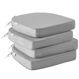 IPYNBAP Outdoor Chair Cushions Set of 4,Waterproof Outdoor Seat Cushions for Patio Furniture,Patio Chair Cushions with Ties,Round Corner Outdoor Chair Pads for Garden,17" x 16" x 2",Light Grey