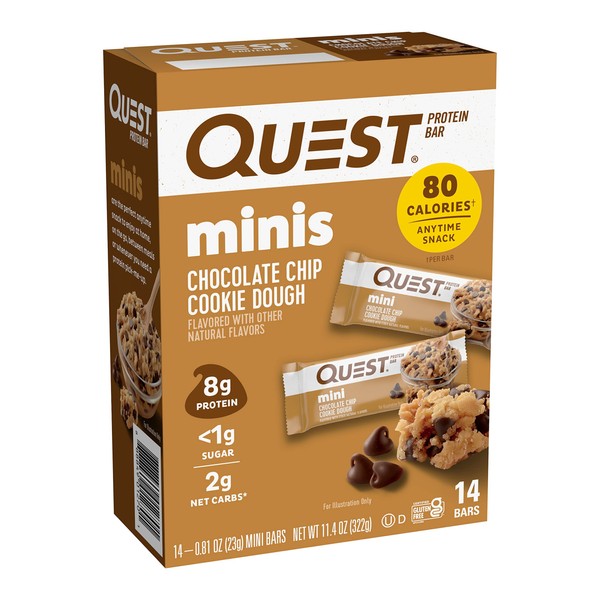 Quest Nutrition Mini Chocolate Chip Cookie Dough Protein Bars, High