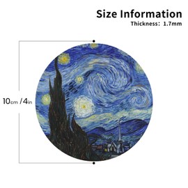 VIDOJI Leather Coasters for Drinks Van Gogh Art Coasters Set - Use 6 Famous Van Gogh Paintings, Unique Housewarming Gifts for New Home Decorative