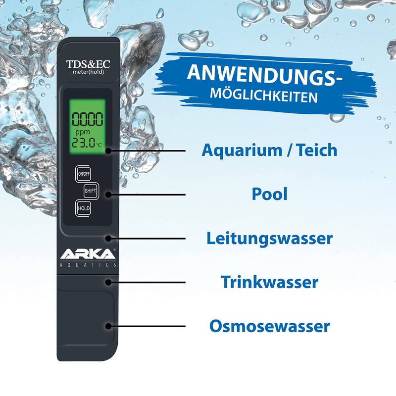MICROBE-LIFT ARKA myAQUA TDS/EC Meter 3-in-1 - Reliably Measures TDS,