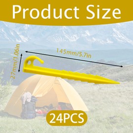 24 Pcs Plastic Tent Pegs, Heavy Duty Plastic Tent Nails for Awning Camping Caravan Pegs，Farm Fix Peg, Garden Weed Mat Grips Screw in Tent Nails Peg, Tent Accessories