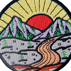 Sunrise from Mountain Explore Outdoor Embroidered Iron on Sew on Patch