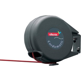 Vileda Cordomatic 15 Metre Automatic Retractable Clothes Line - Indoor outdoor Plastic washing line, Red