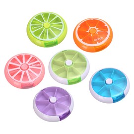 ISAKEN Pill Box 7 Days Round Medication Box 7 Days Pill Box with 7 Divisible Compartments, Small Week Pill Box for On the Go, Outdoor, Travel, Hiking, Camping