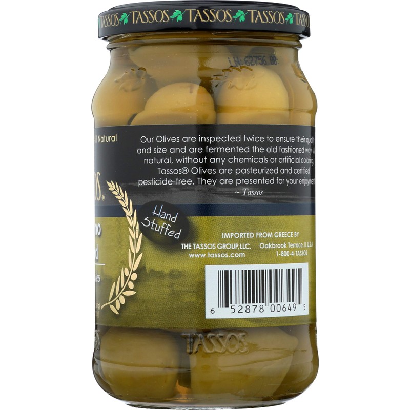 Tassos, Olive Jalepeno Stuffed, 12.73 Ounce