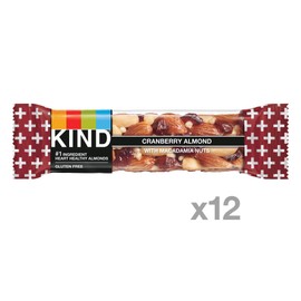 KIND Bars, Cranberry Almond with Macadamia Nuts , Gluten Free, Low Sugar, 1.4oz, 12 Count