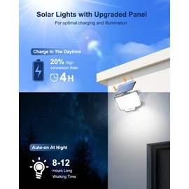 Solar Motion Sensor Lights Outdoor, 3 Modes 2500LM Solar Flood Lights Outdoor with Remote Control and Upgraded Panel, 270°Wide Angle Solar Security Light for Yard, Garden, Patio, 2 Pack