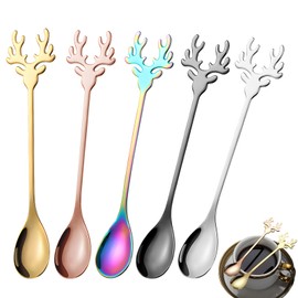 LHLZNB Elegant 5-Piece Gold Cutlery Set: Perfect for Tea, Latte, and Soup - Luxurious teaspoons and Soup Spoons for Every Dining Occasion，Tea Spoons，Latte Spoons，Cutlery Sets