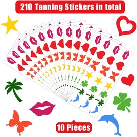 210 pegatinas de bronceado para tomar el sol perforadas para el bronceado autoadhesivo para la cama de bronceado, pegatinas de bronceado de corazón, labios, 7 estilos (lindo estilo)