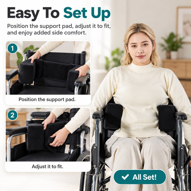 Wheelchair Side Support Pad with Adjustable Side Plate – Lateral