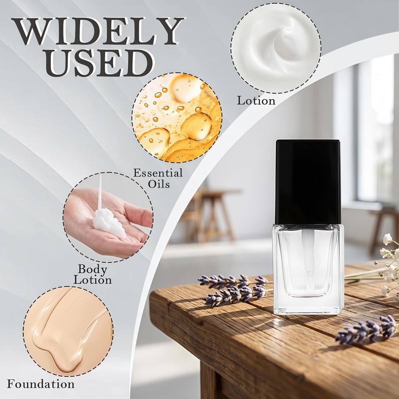2Pcs 30ML/1oz Empty Square Clear Glass Lotion Pump Bottles with