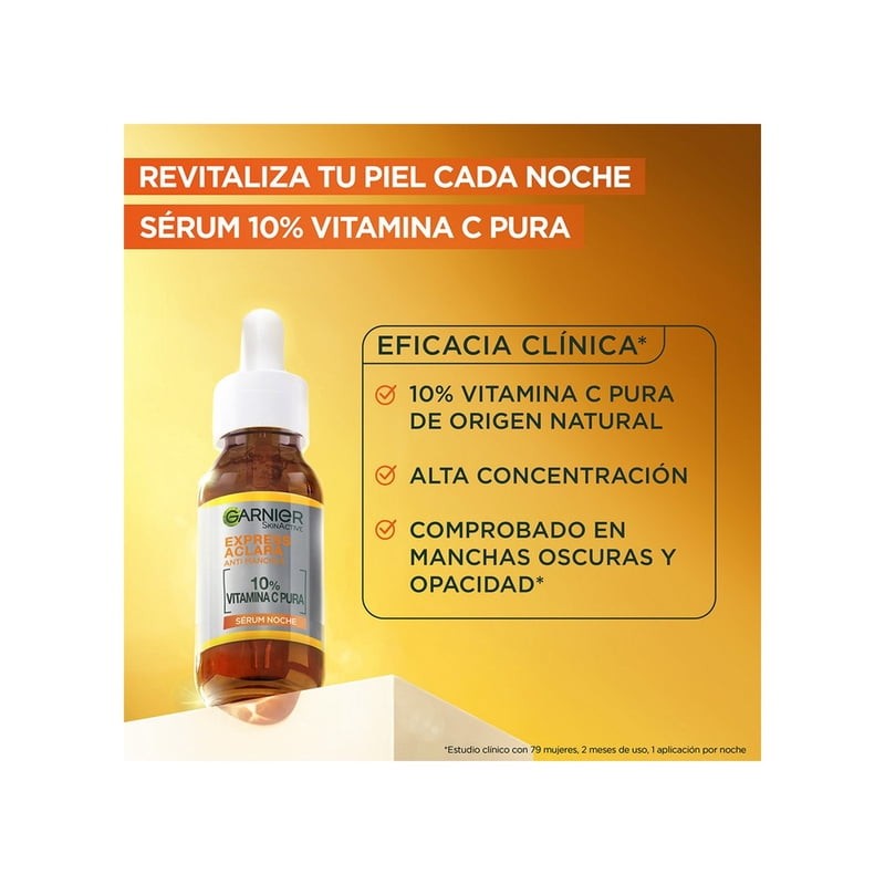 Sérum facial de noche Garnier skin active express aclara vitamina