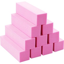 10 Pieces Nail Sanding Blocks Nail Polishing Blocks 4-Sided Manicure Block Nail Art Personal Use Professional Manicure (Pink)