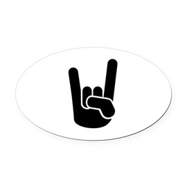 CafePress Rock Metal Hand Oval Car Magnet, Euro Oval Bumper Magnet