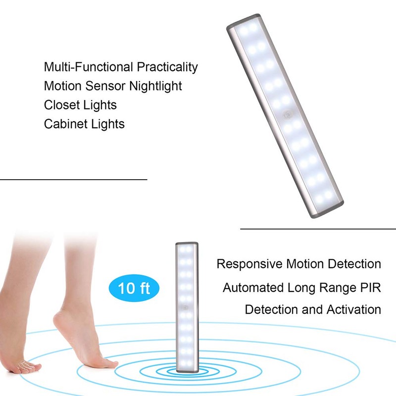 RXWLKJ Rechargeable Motion Sensor Led Lights Under Counter Closet Lighting
