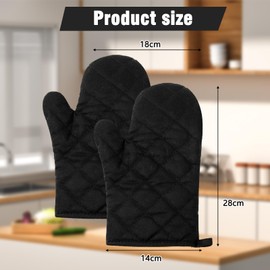 Oven Gloves, Pack of 2, Pot Holder Gloves, Heat Resistant Cooking Gloves, Heat Resistant, Non-Slip Cooking Gloves for Cooking, Baking, Grilling (Black)