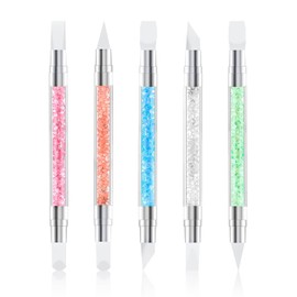 JELIEE 5 Pcs Nail Art Sculpture Pen Dual Tipped Silicone Nail Tools Nail Sculpture Pen Brushes Rhinestone Nail Polish Acrylic Carving Pen for Rhinestones Diamond Painting DIY Home Salon