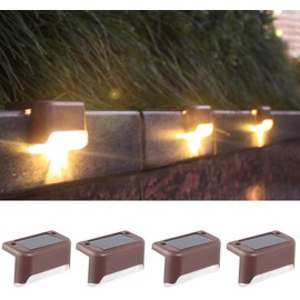 Yanhao 4 Pcs Solar Light, Outdoor Deck Light, Warm Color, Garden Light, Stair Light, Waterproof, Light and Dark Sensor, Outdoor Illumination, LED 8 Hours of Continuous Use, Solar Power Generated,