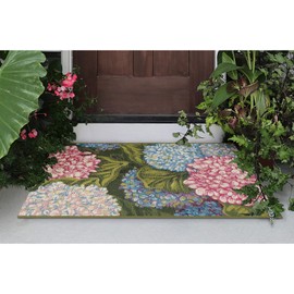 Liora Manne ESENCIA Indoor/Outdoor Power Loomed Latex Back Non Slip Mat - Traditional Graphic Botanical Floral Colorful (Hydrangeas Multi) (2' x 2'10")